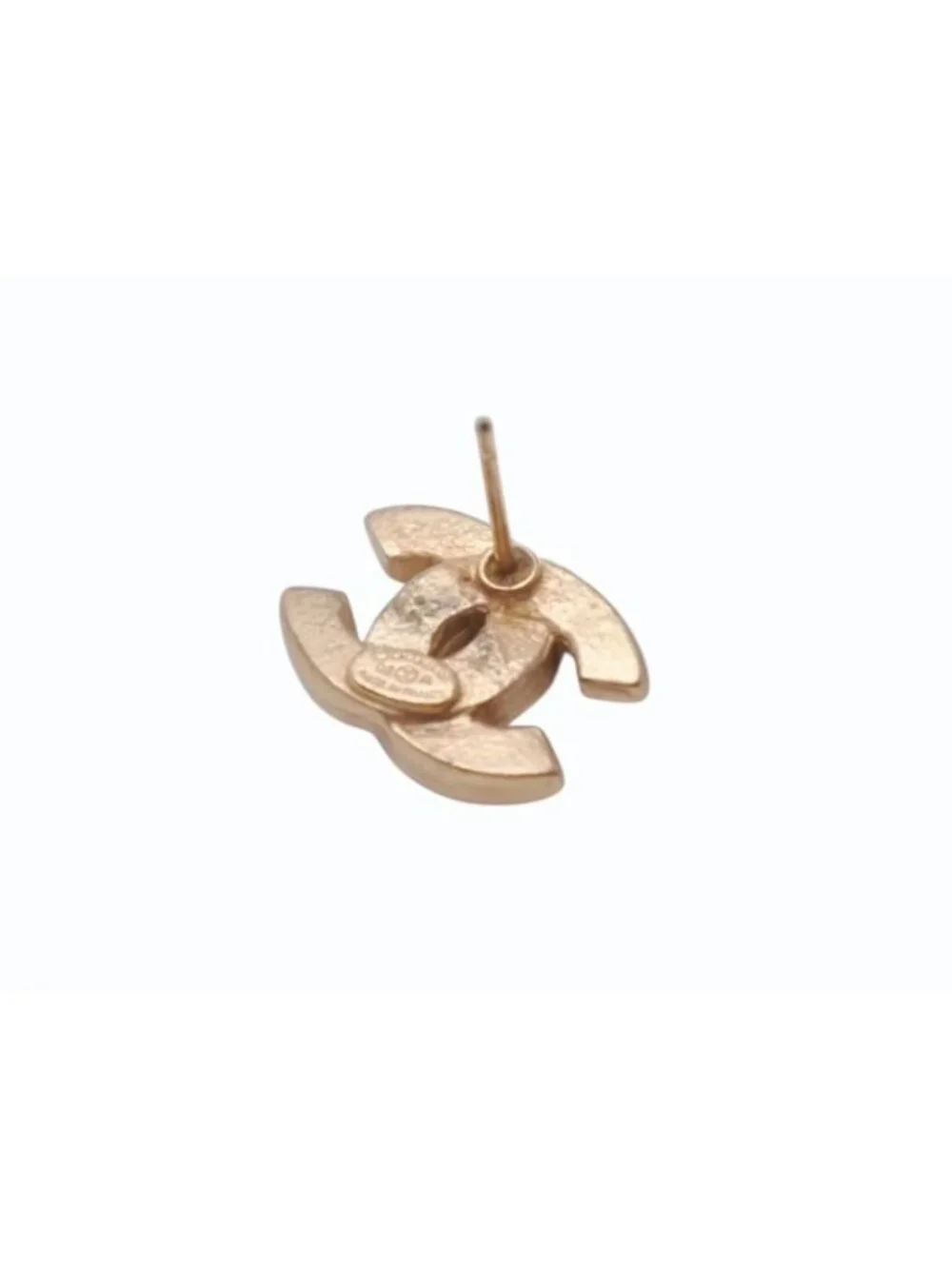 Chanel CC Logo Earrings 02 Black Gold Frame